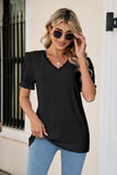Eyelet Flounce Sleeve Scalloped V-Neck Top - Trendsi - Flyclothing LLC