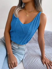 Cable-Knit Scoop Neck Knit Vest - Trendsi