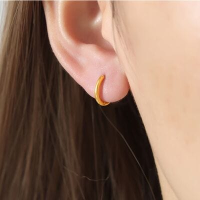 18K Gold-Plated Huggie Earrings - Trendsi