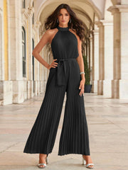 Cutout Tied Pleated Sleeveless Jumpsuit - Trendsi