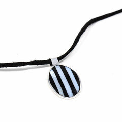 Pendant, Alabalone and Black Stripe - Artisana
