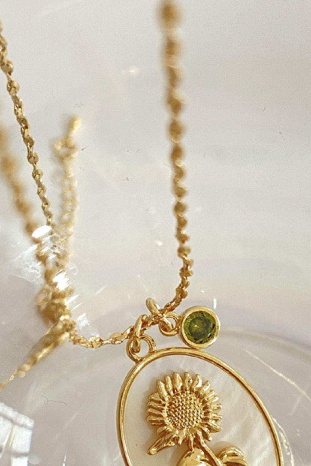 Flower Shell Pendant Copper Necklace - Trendsi - Flyclothing LLC