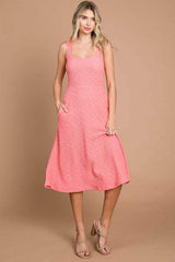 Culture Code Texture Square Neck Tank Dress with Pockets - Trendsi - Flyclothing LLC