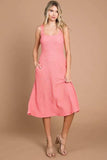 Culture Code Texture Square Neck Tank Dress with Pockets - Trendsi - Flyclothing LLC