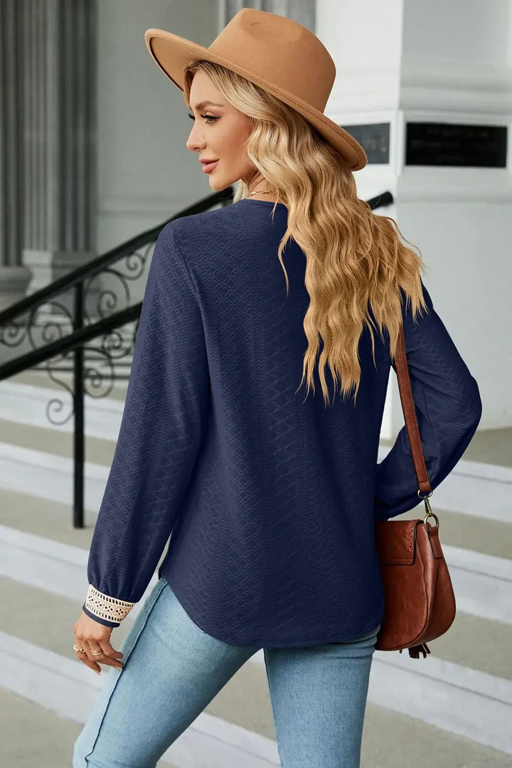 V-Neck Long Sleeve Blouse - Trendsi - Flyclothing LLC