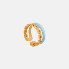 Enamel 18K Gold-Plated Open Ring - Trendsi