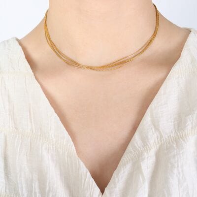 18K Gold-Plated Multi-Layer Clavicle Chain Necklace - Trendsi