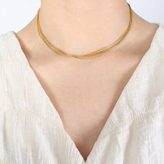 18K Gold-Plated Multi-Layer Clavicle Chain Necklace - Trendsi