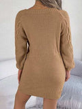 Cable-Knit Round Neck Sweater Dress - Trendsi - Flyclothing LLC
