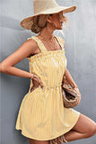 Striped Frill Trim Square Neck Dress - Trendsi - Flyclothing LLC