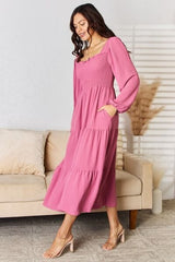 Culture Code Full Size Ruffle Trim Smocked Tiered Dress - Trendsi