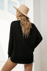 Side Slit Drop Shoulder Sweatshirt - Trendsi - Flyclothing LLC