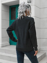 Dropped Shoulder Button Detail Sweater - Trendsi - Flyclothing LLC