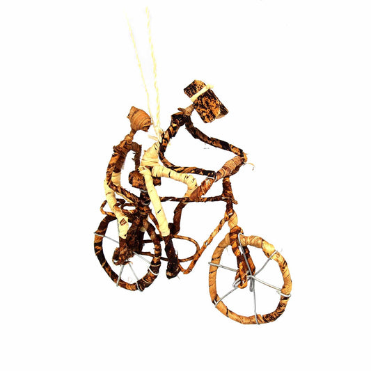 Banana Fiber Bicycle Ornament, Two Riders - Set of 2 Ornaments - Flyclothing LLC