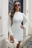 Cable-Knit Openwork Sweater Dress - Trendsi - Flyclothing LLC