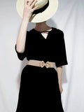 Geometric Buckle Elastic Wide Belt - Trendsi - Flyclothing LLC