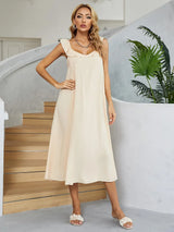 Ruffled V-Neck Midi Dress - Trendsi - Flyclothing LLC
