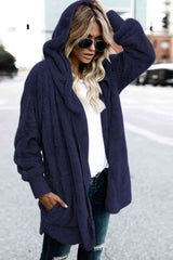 Teddy Hooded Jacket with Pockets - Trendsi - Flyclothing LLC
