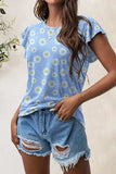 Printed Round Neck Short Sleeve T-Shirt - Trendsi - Flyclothing LLC