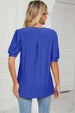 Eyelet Notched Short Sleeve T-Shirt - Trendsi - Flyclothing LLC