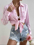 Heart Collared Neck Button Down Shirt - Trendsi - Flyclothing LLC