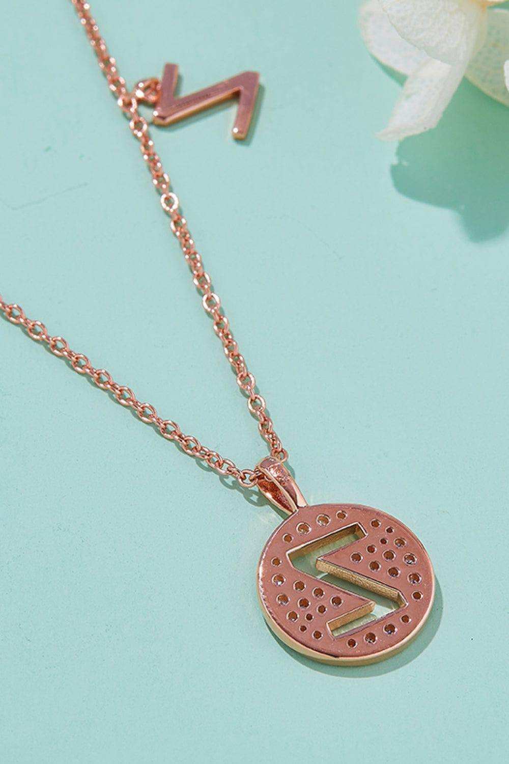 Moissanite U to Z Pendant Necklace - Trendsi - Flyclothing LLC