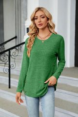 Round Neck Long Sleeve T-Shirt - Trendsi
