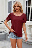 Eyelet Short Sleeve T-Shirt - Trendsi - Flyclothing LLC