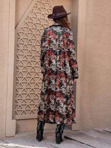 Printed Open Front Long Sleeve Outerwear - Trendsi - Flyclothing LLC