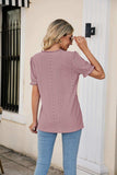 Eyelet Flounce Sleeve Scalloped V-Neck Top - Trendsi - Flyclothing LLC