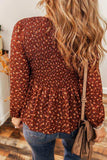 Floral Smocked Ruffle Hem Long Sleeve Blouse - Trendsi - Flyclothing LLC