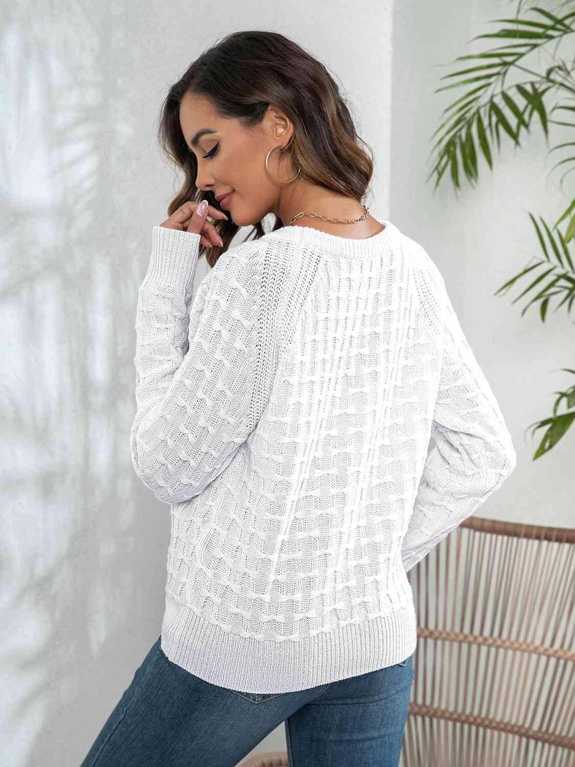 Decorative Button Long Sleeve Sweater - Trendsi