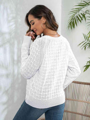 Decorative Button Long Sleeve Sweater - Trendsi