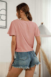 Decorative Button V-Neck Tied Blouse - Trendsi - Flyclothing LLC