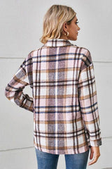 Collared Plaid Shacket - Trendsi