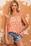 Floral Square Neck Cap Sleeve Tank - Trendsi - Flyclothing LLC