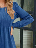 Smocked Round Neck Lantern Sleeve Blouse - Trendsi - Flyclothing LLC