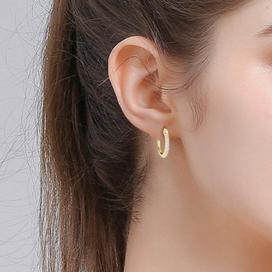 925 Sterling Silver Moissanite Huggie Earrings - Trendsi