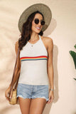 Rainbow Stripe Halter Neck Knit Tank - Trendsi - Flyclothing LLC
