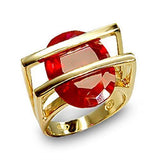 Alamode Gold 925 Sterling Silver Ring with Synthetic Garnet in Ruby - Alamode