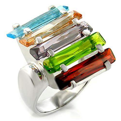 Alamode Rhodium Brass, AAA CZ , Multi Color - Alamode - Flyclothing LLC