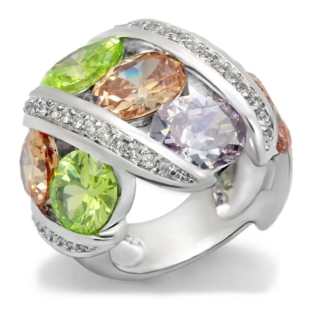 Alamode Rhodium Brass, AAA CZ , Multi Color - Alamode - Flyclothing LLC