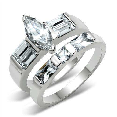 Alamode Rhodium Brass Ring with AAA Grade CZ in Clear - Alamode - Flyclothing LLC