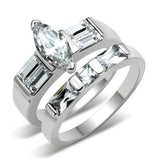 Alamode Rhodium Brass Ring with AAA Grade CZ in Clear - Alamode