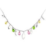 Alamode High-Polished 925 Sterling Silver Necklace with AAA Grade CZ in Multi Color - Alamode