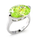 Alamode Rhodium 925 Sterling Silver Ring with AAA Grade CZ in Apple Green color - Alamode