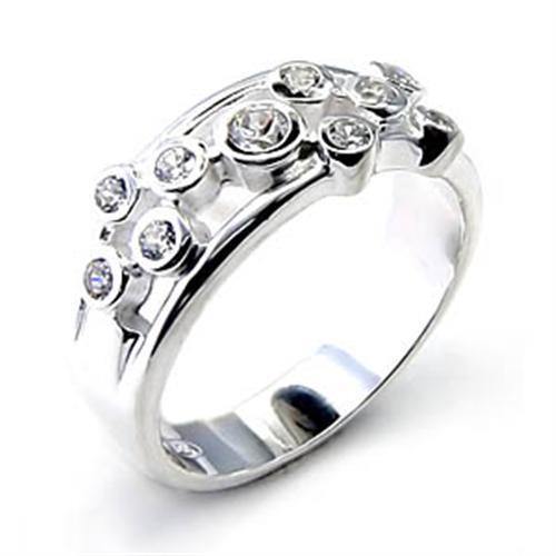Alamode High-Polished 925 Sterling Silver Ring with AAA Grade CZ in Clear - Alamode