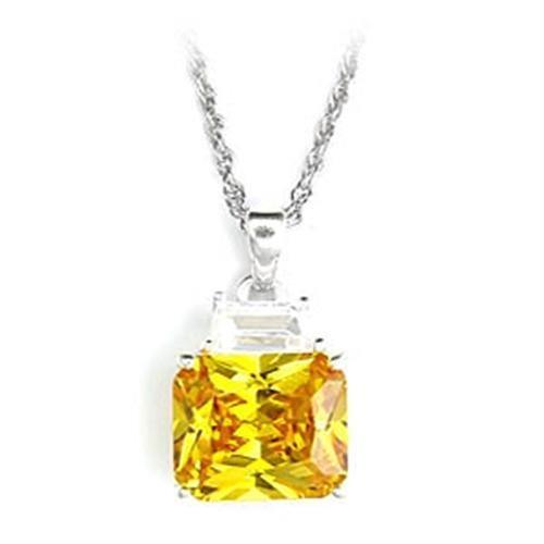 Alamode High-Polished 925 Sterling Silver Pendant with AAA Grade CZ in Topaz - Flyclothing LLC