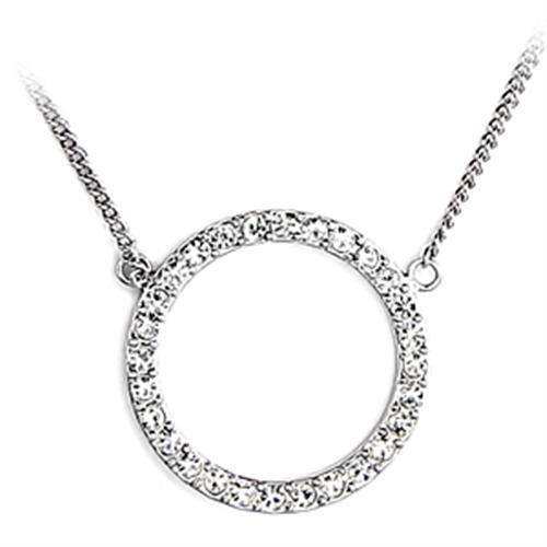 Alamode Rhodium Brass Chain Pendant with Top Grade Crystal in Clear - Alamode - Flyclothing LLC