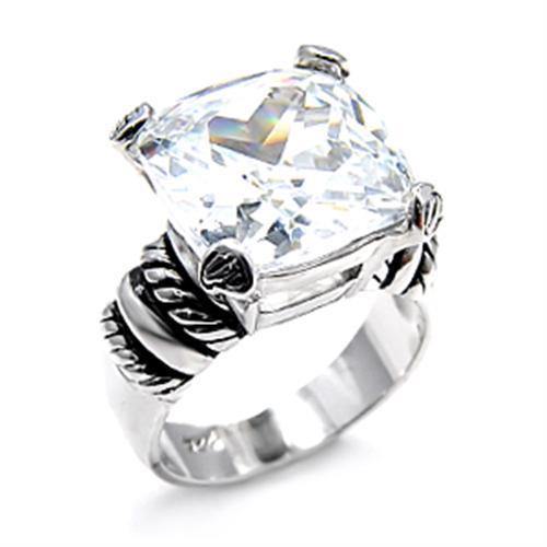 Alamode Rhodium 925 Sterling Silver Ring with AAA Grade CZ in Clear - Alamode